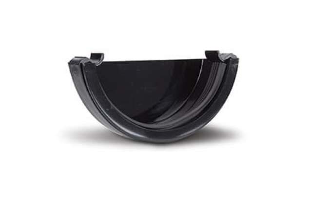 112mm Half Round Gutter Stop End Ext Black
