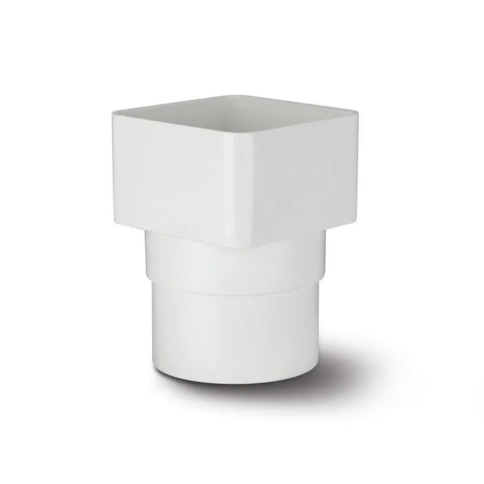 65mm Square Downpipe to Round Adaptor White