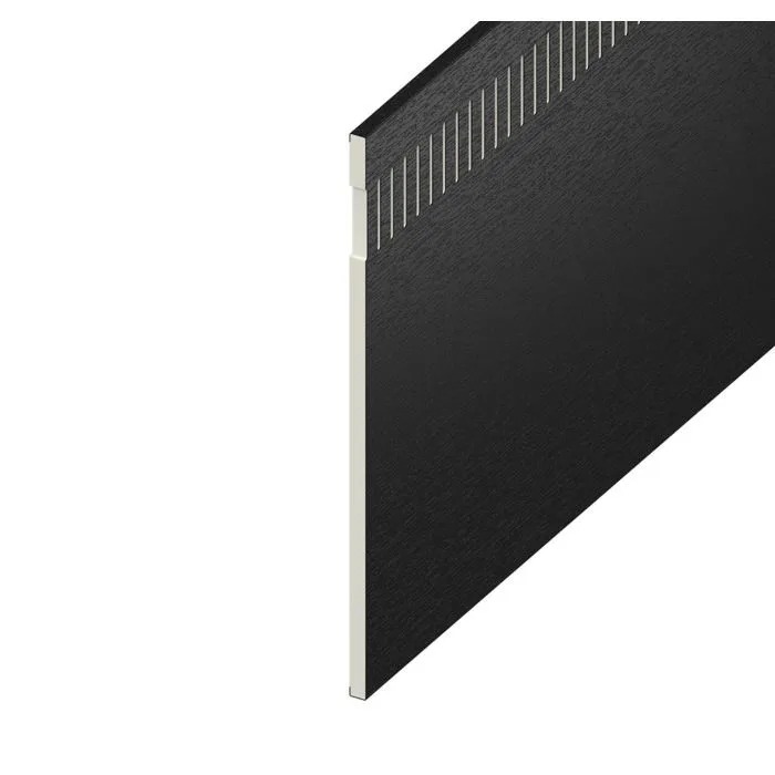 9mm Vented Eurosoffit Board Black Ash 150mm x 5m (10mm Airspace)