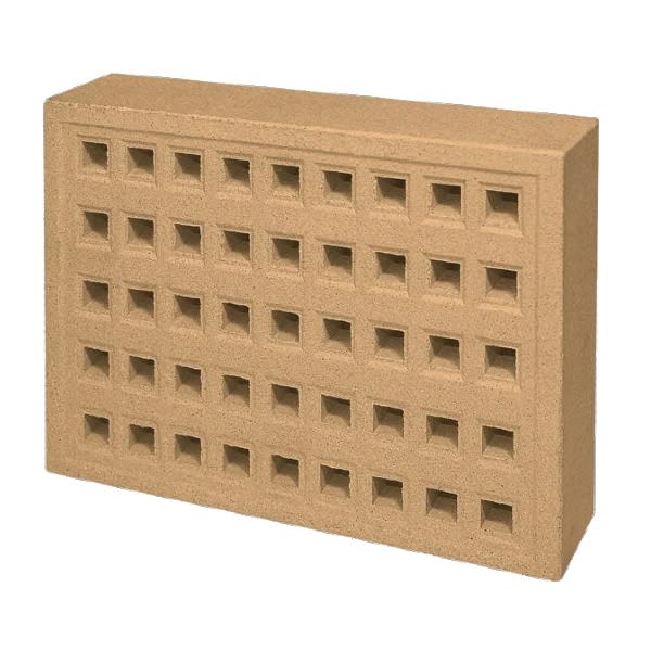 215mm x 140mm Square Hole Clay Air Brick Buff (9" x 6")