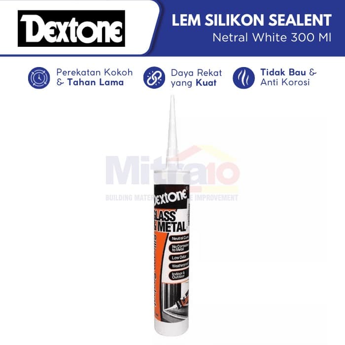 Dextone Lem Silicone Sealent Tabung Netral White 300 Ml