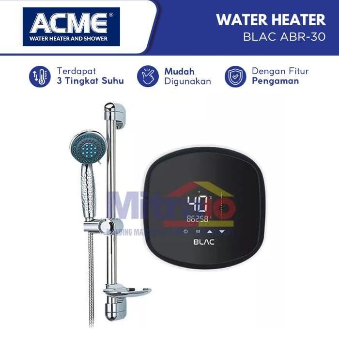 Acme Water Heater Instan Tanpa Tanki BLAC ABR-30 Hitam