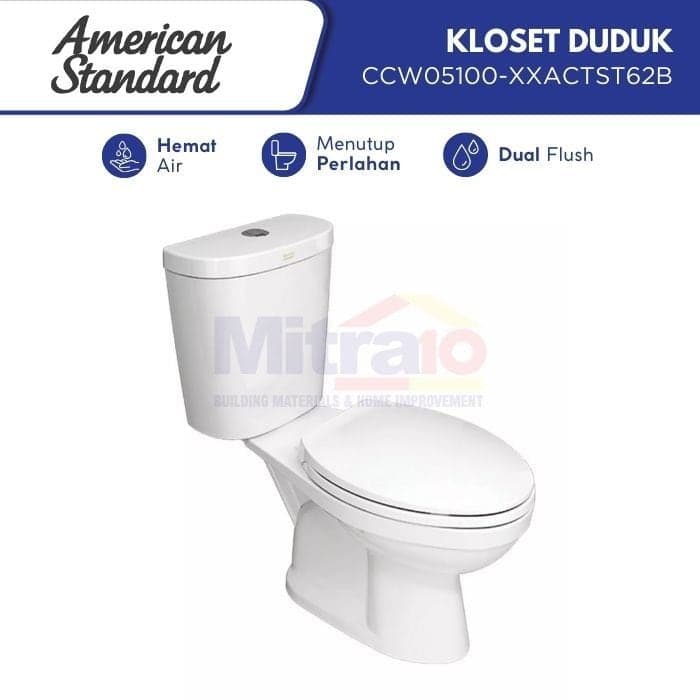 Amstad Kloset Duduk Dua Bagian CCW05100-XXACTST62B My Wingston Putih (Dual Flush)