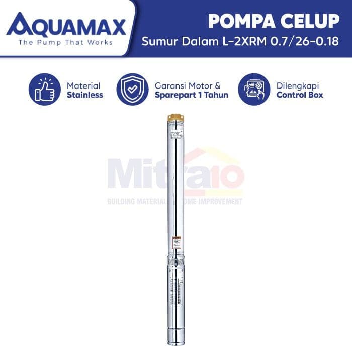 Aquamax Pompa Celup Sumur Dalam L-2XRM 0.7/26-0.18 Stainless