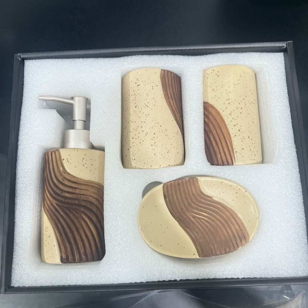 Ceamax Aksesoris Kamar Mnadi CR Heze JY240164 A-B-C-D Coklat (Set)