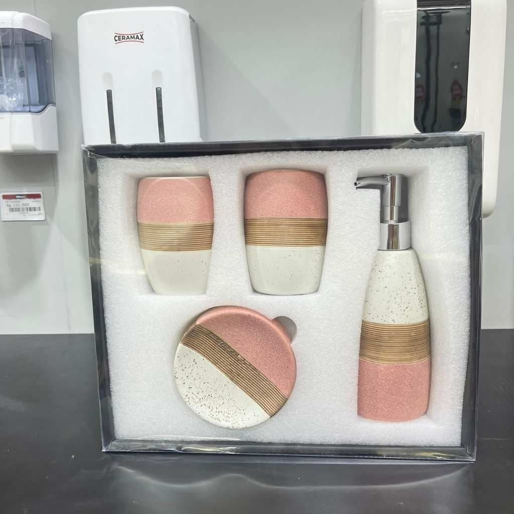 Ceramax Aksesoris Kamar Mandi CR Hoya JY240056 A-B-C-D Pink (Set)