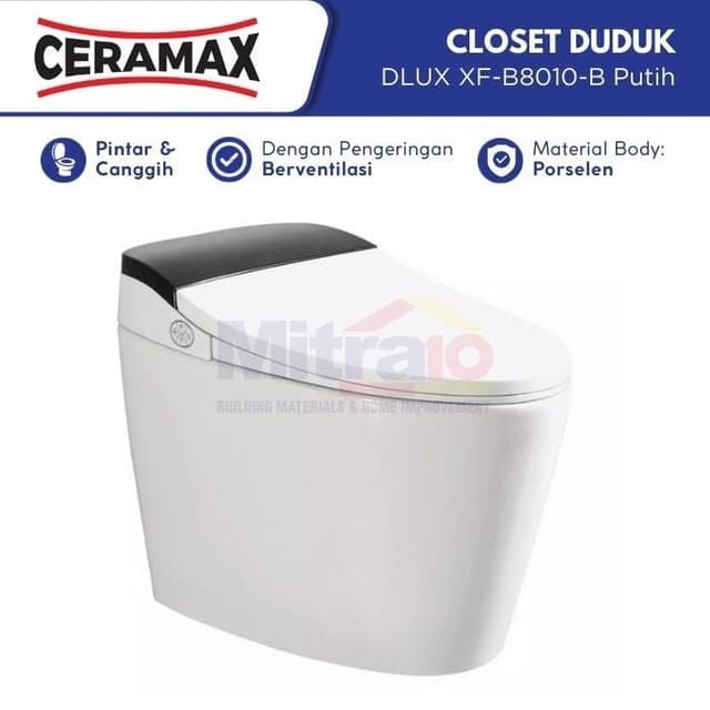 Ceramax Closet Duduk Pintar Dlux XF-B8010-B Putih