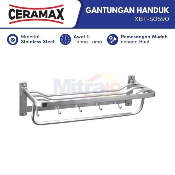 Ceramax Gantungan Handuk Single Bar Dan Gantungan Baju Stainless XBT-S0590