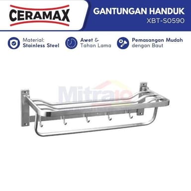 Ceramax Gantungan Handuk Single Bar Dan Gantungan Baju Stainless XBT-S0590