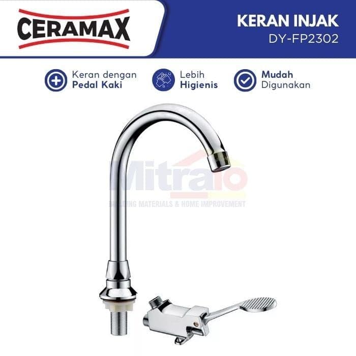Ceramax Kran Injak Stainless Dengan Pedal Kaki DY-FP2302