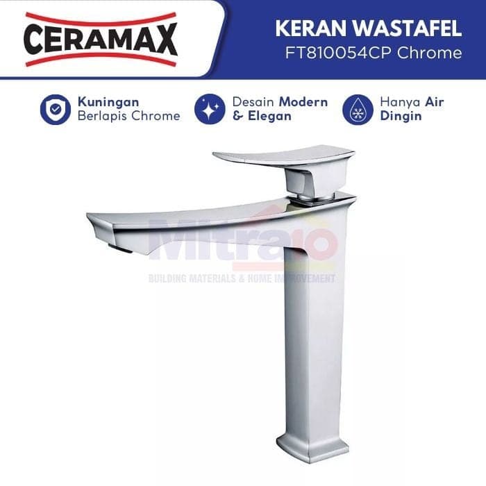 Ceramax Kran Wastafel Chrome Leher Panjang FT810054CP