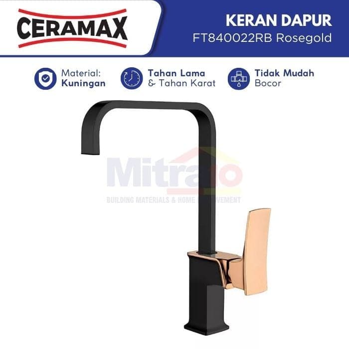 Ceramax Kran Wastafel Cuci Piring Dapur FT840022RB Hitam-Emas
