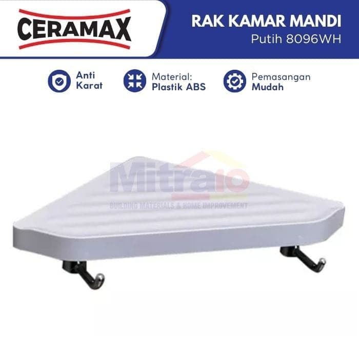 Ceramax Rak Sudut Dengan Gantungan 8096WH Putih