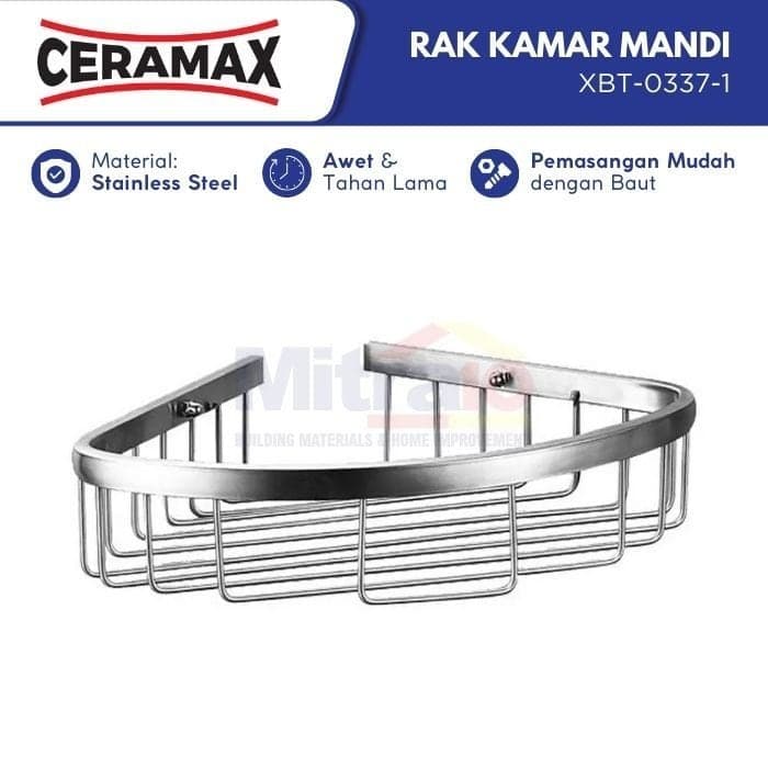 Ceramax Rak Sudut Kamar Mandi Stainless XBT-0337-1
