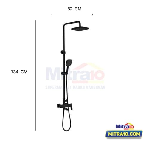 Ceramax Shower Tiang 660011MB L: 27cm P: 52cm T:134cm Hitam (Set)