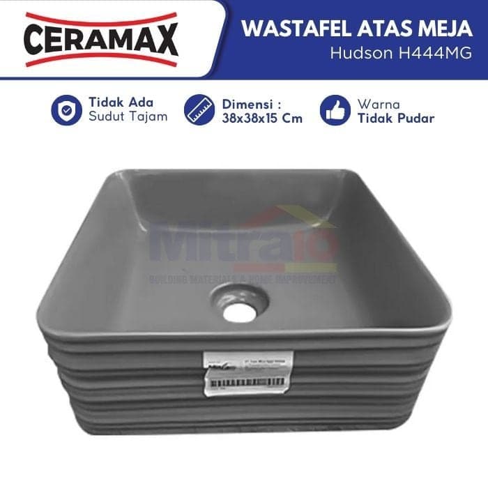 Ceramax Wastafel Atas Meja Hudson H444MG Hitam