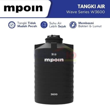 Mpoin Tangki Air Wave Series W3600 3600 L Hitam
