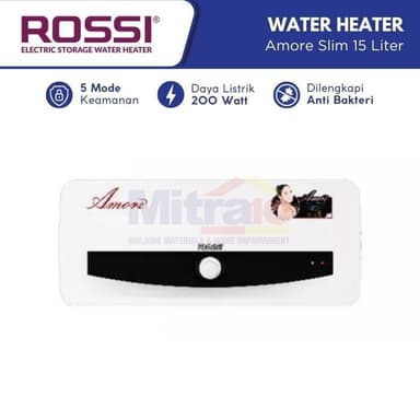 Rossi Water Heater Listrik Amore Slim 15 L Putih