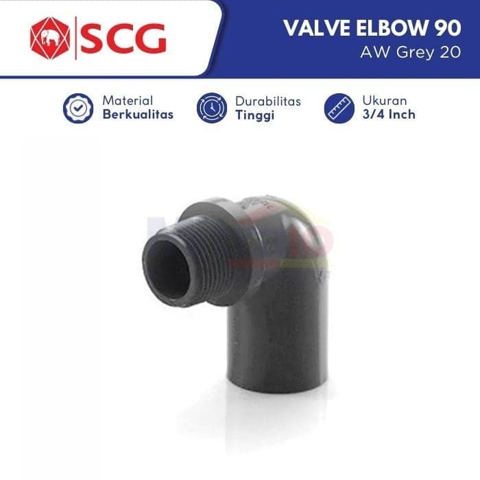Scg Faucet Elbow Sambungan Pipa Pvc 90 Derajat Drat Luar Aw Grey 20 3/4 Inch