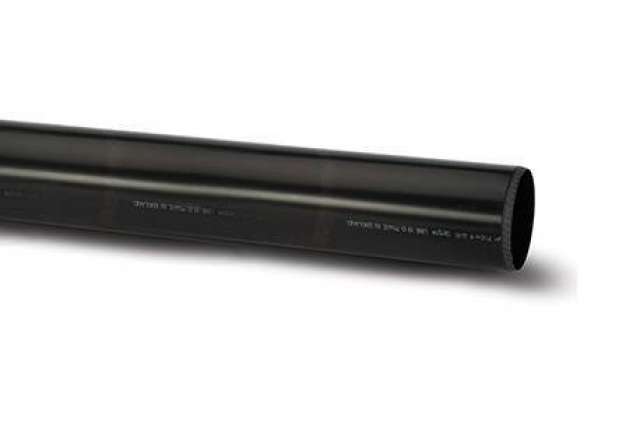110mm Soil Plain Ended Pipe Black 3m