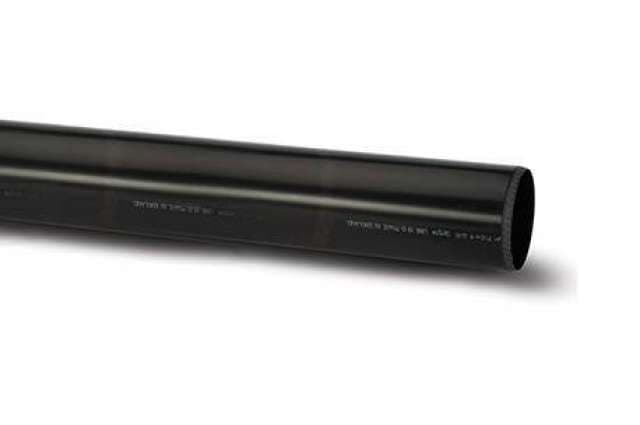 110mm Soil Plain Ended Pipe Black 3m
