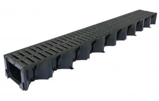 1m Aco HexDrain Channel A15 Loading With Black Plastic Grating