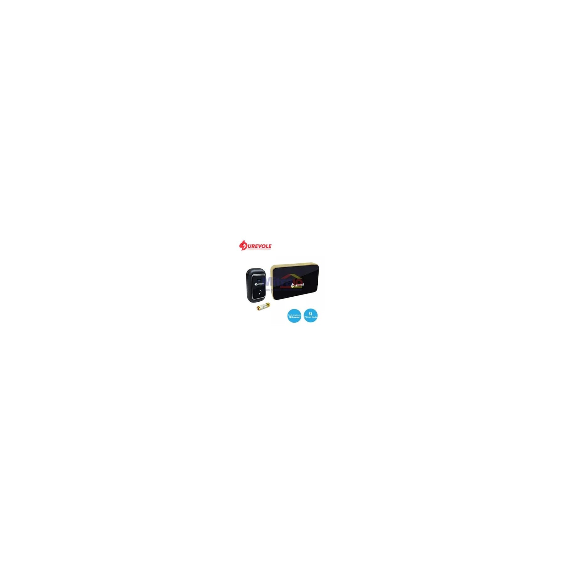Durevole Bell Pintu Wireless Doorbell Dc B03 Hitam visual 2