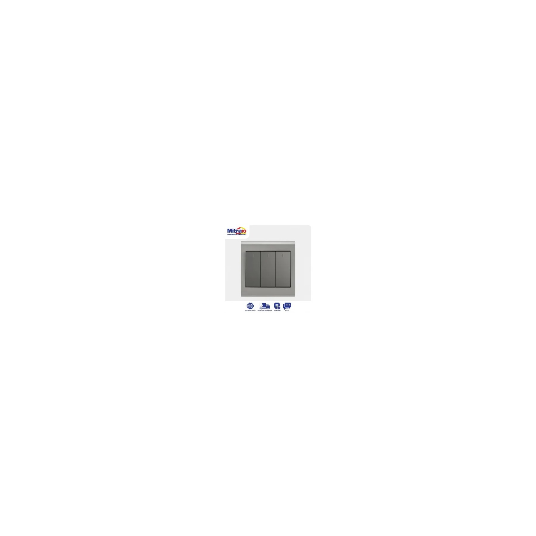 Saklar Durevole DSRGR0301 Switch 3 Gang 1 Way Abu-abu visual 2