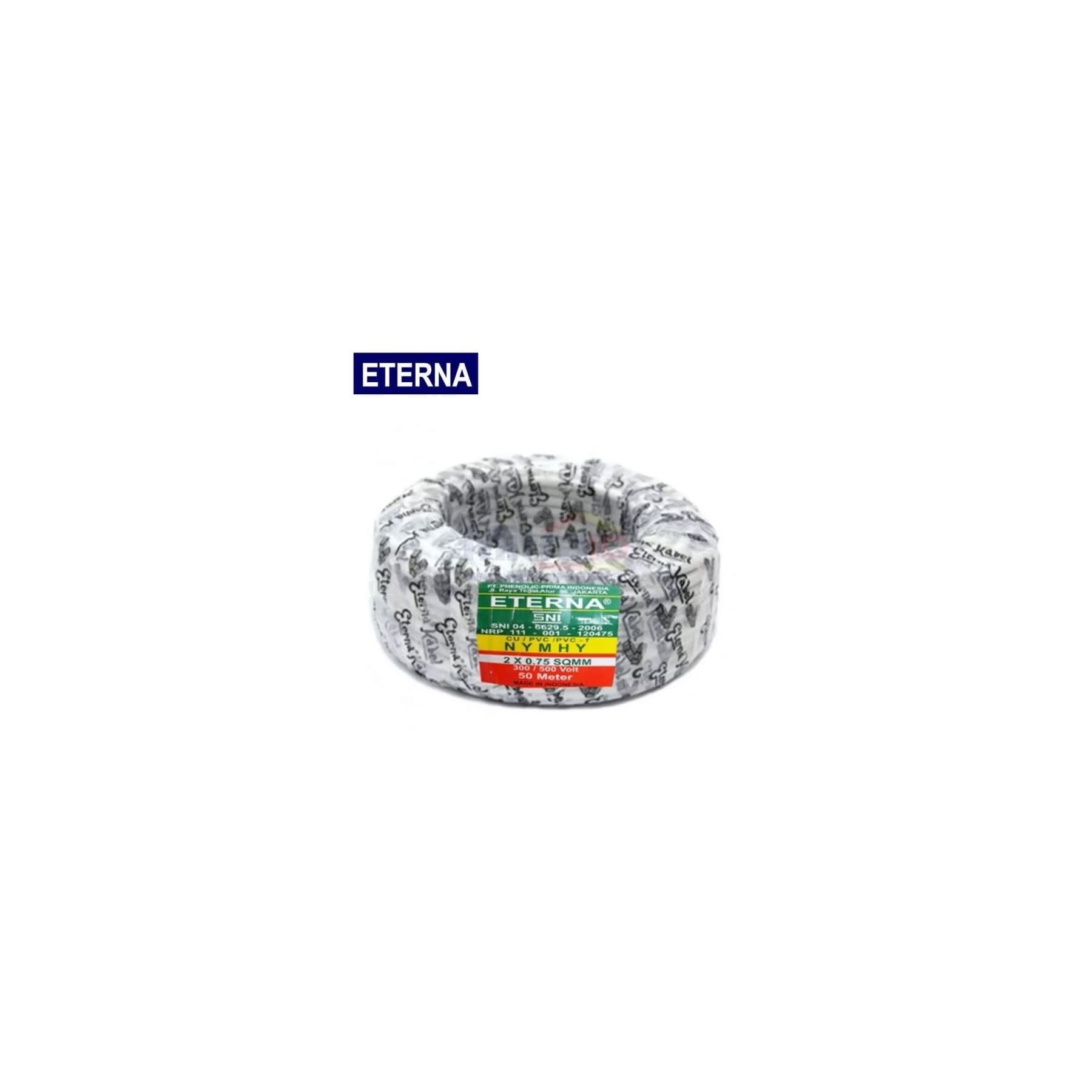 Eterna Kabel Roll NYMHY 2x0.75MM 50 Meter Putih visual 2