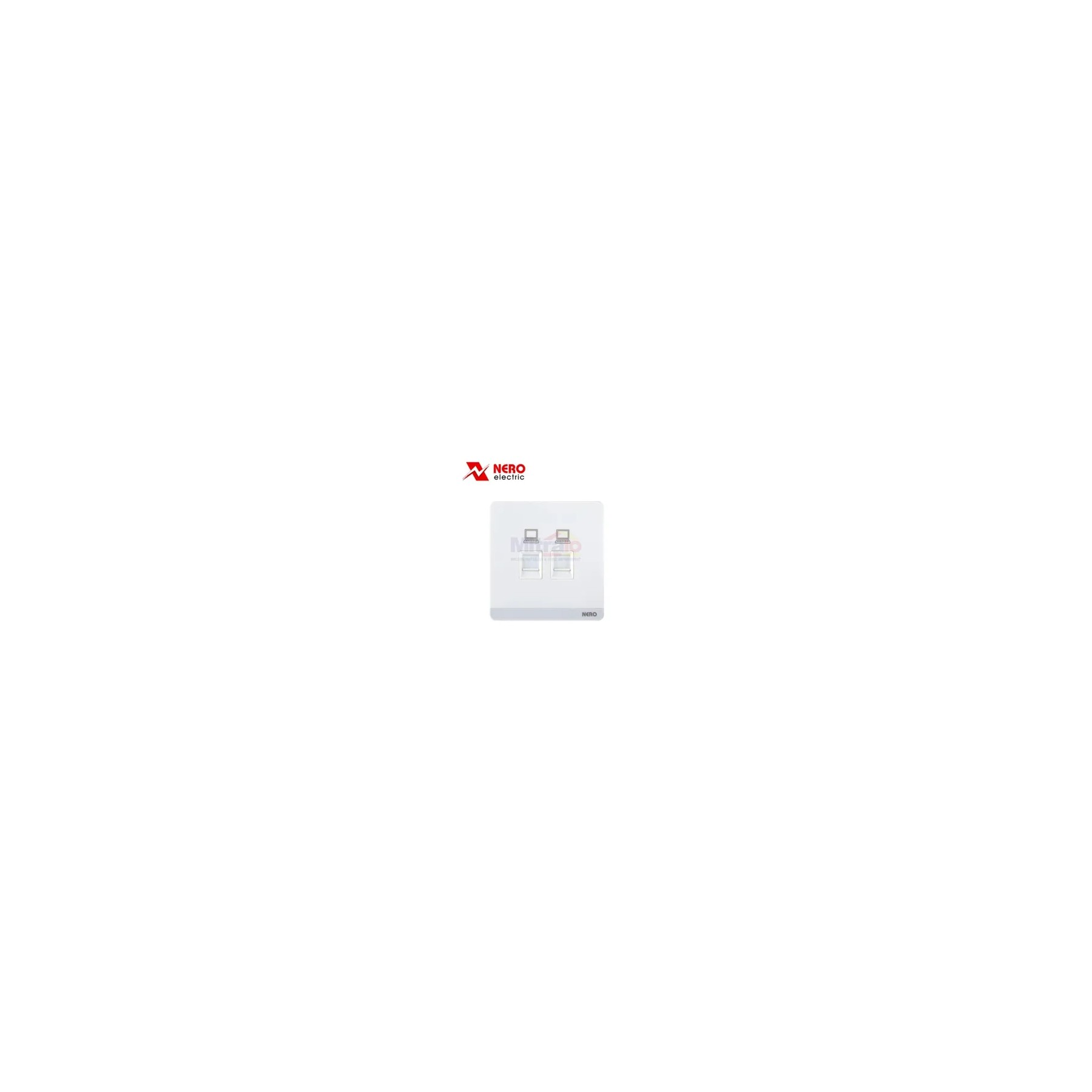 Nero Stop Kontak Output Data Decora Q7PCA-W 2 Gang Cat6 Putih visual 2
