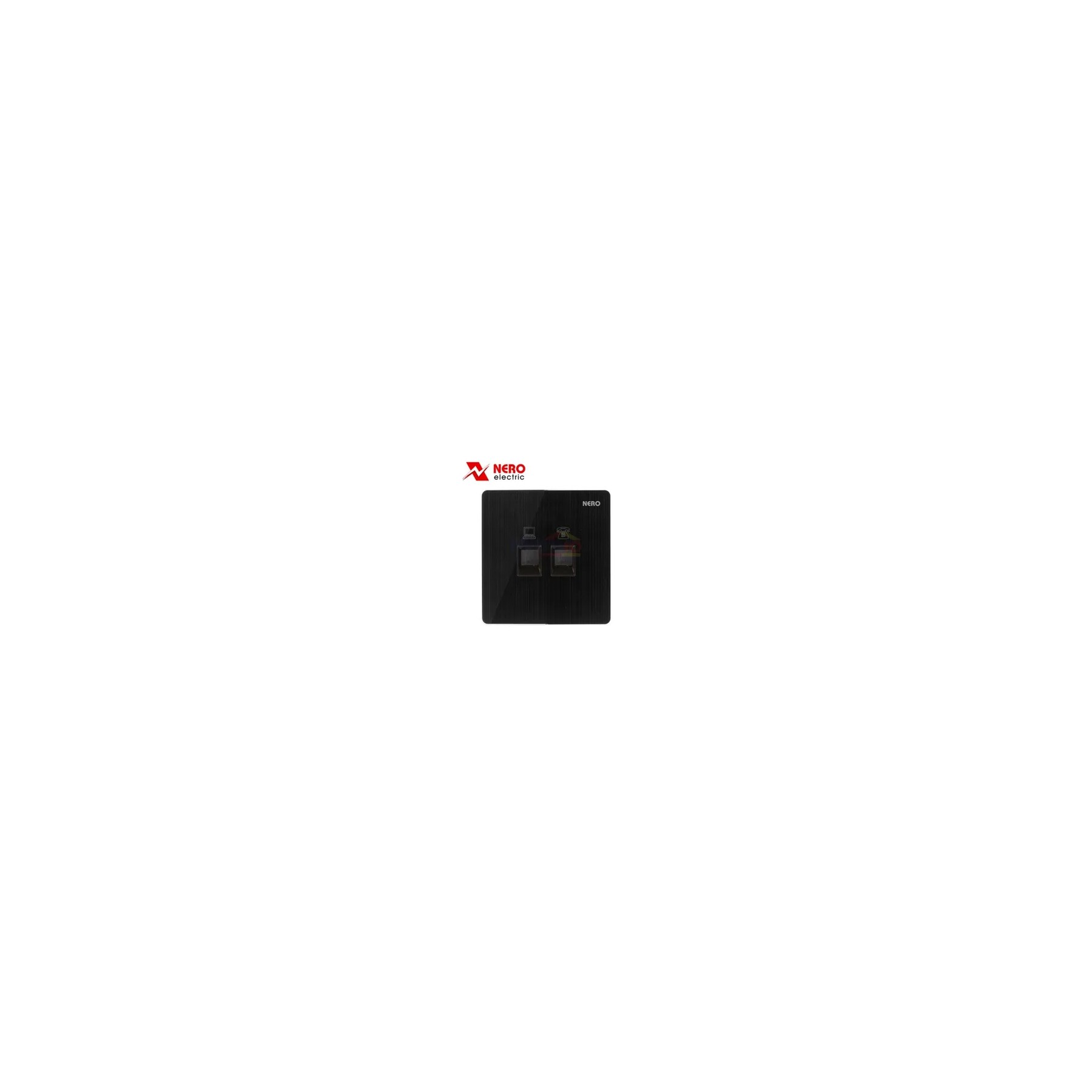 Nero Stop Kontak Output Telpon + Data Titanium V11PHPCA-B 2 Cat6 Hitam visual 2