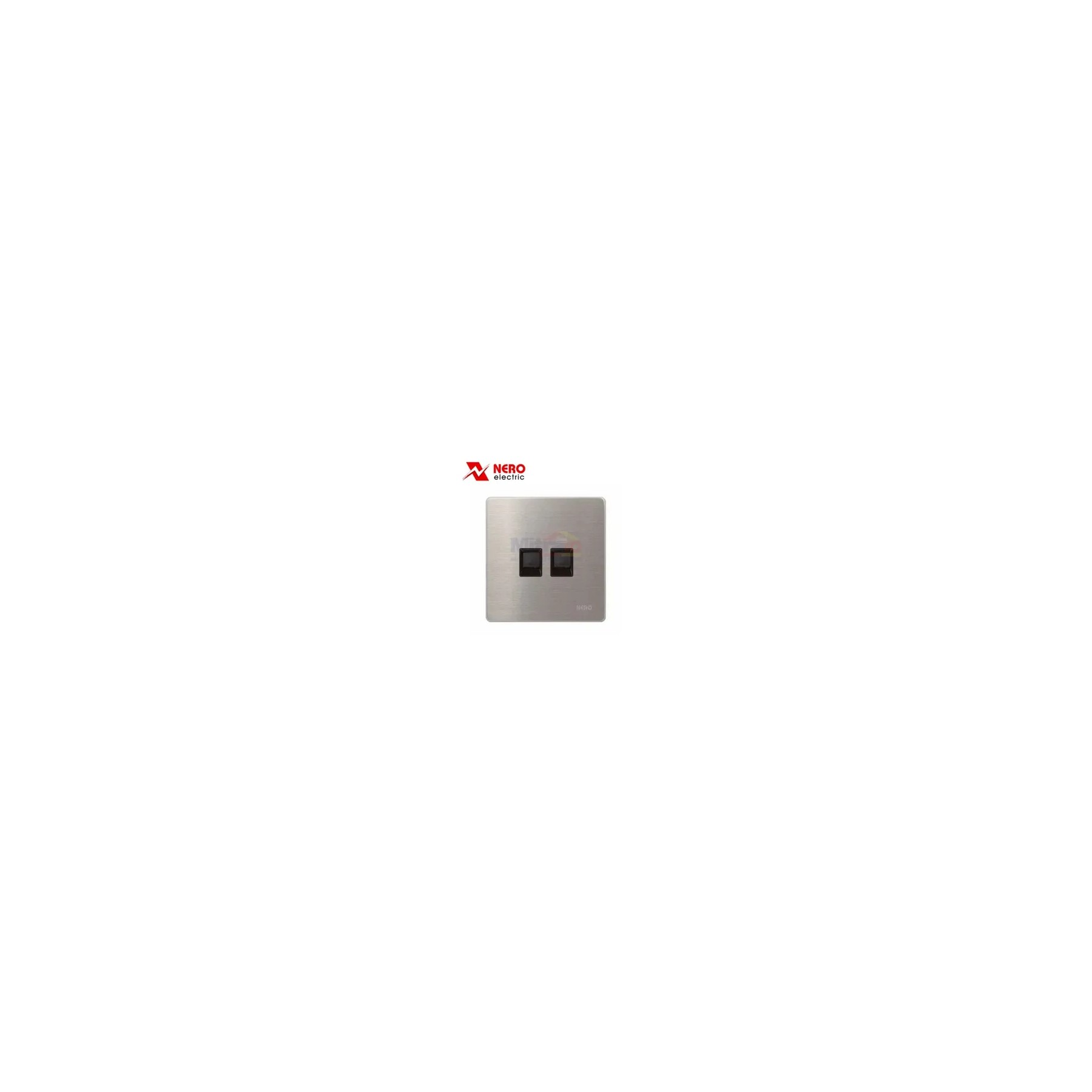 Nero Stop Kontak Stainless Output Kabel Data V8PCA2 2 Gang Cat6 visual 2