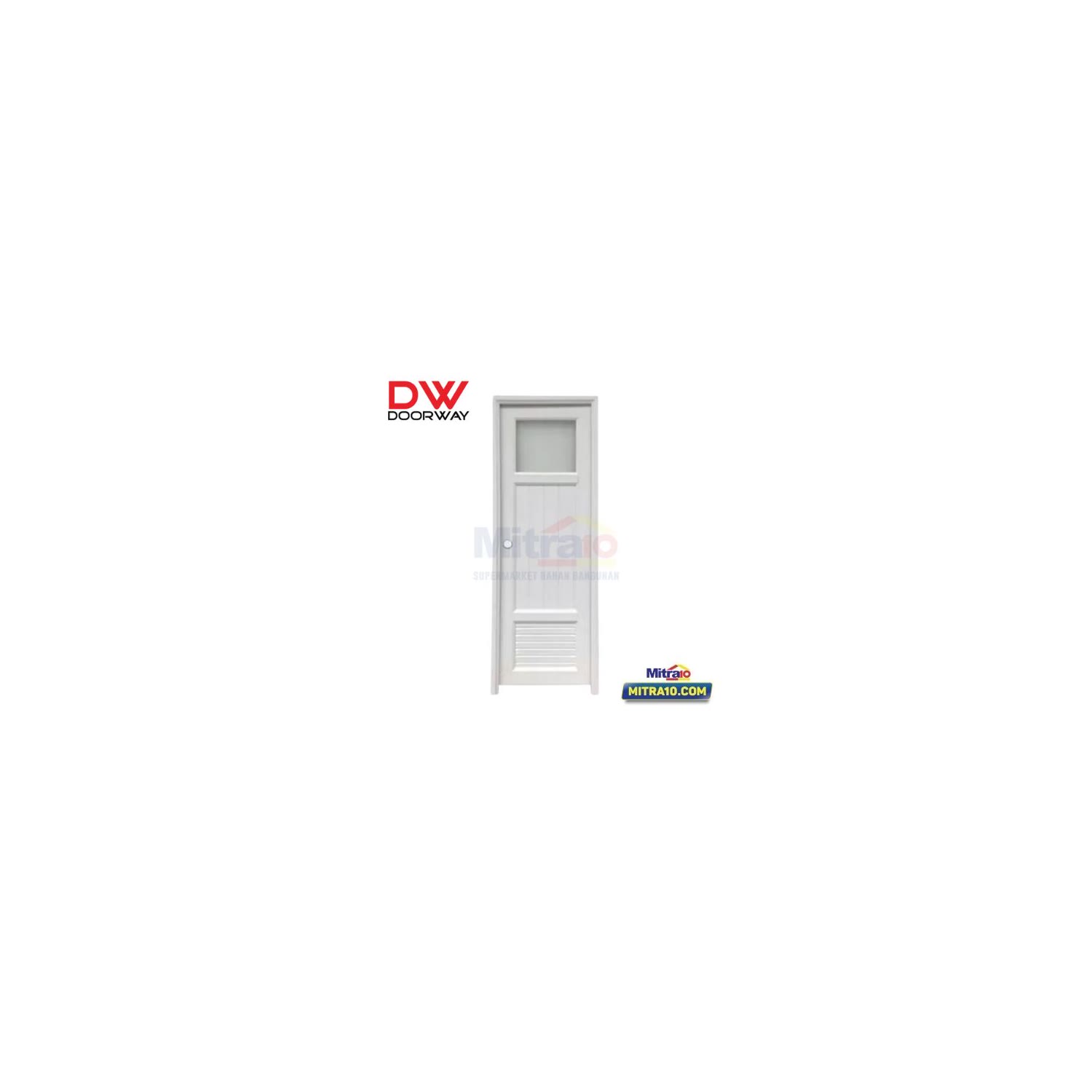 Doorway Pintu Kamar Mandi Upvc + Handle Bukaan Kanan HW007R 1/4KC 70 × 198 cm Putih visual 2