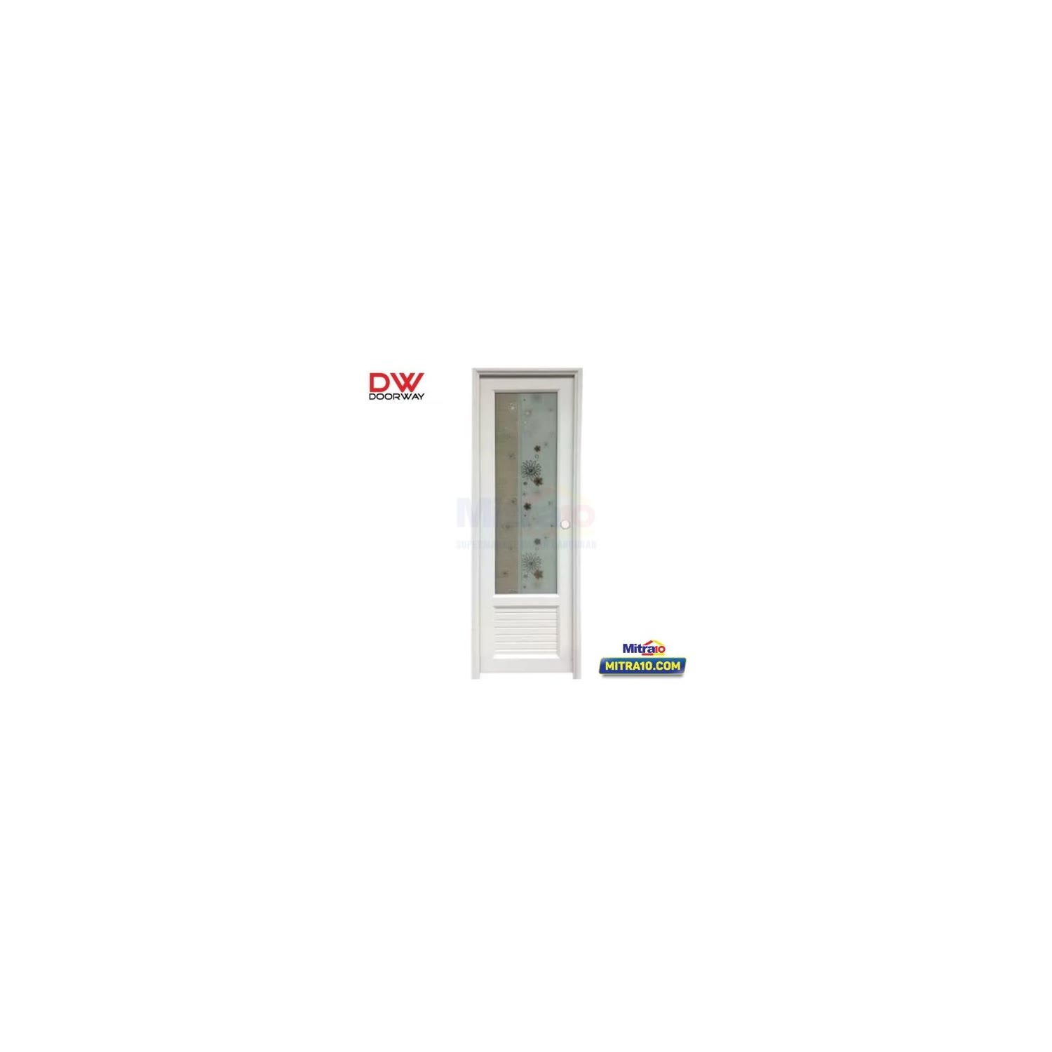 Doorway Pintu Kamar Mandi Upvc + Handle Bukaan Kanan HW009R 3/4KC 70 × 198 cm Putih visual 2