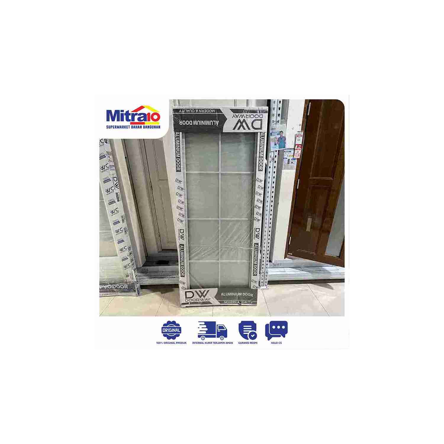 Pintu Aluminium DOORWAY 80 × 200 cm + Set Kunci (Bukaan Kanan, Warna Putih) visual 2