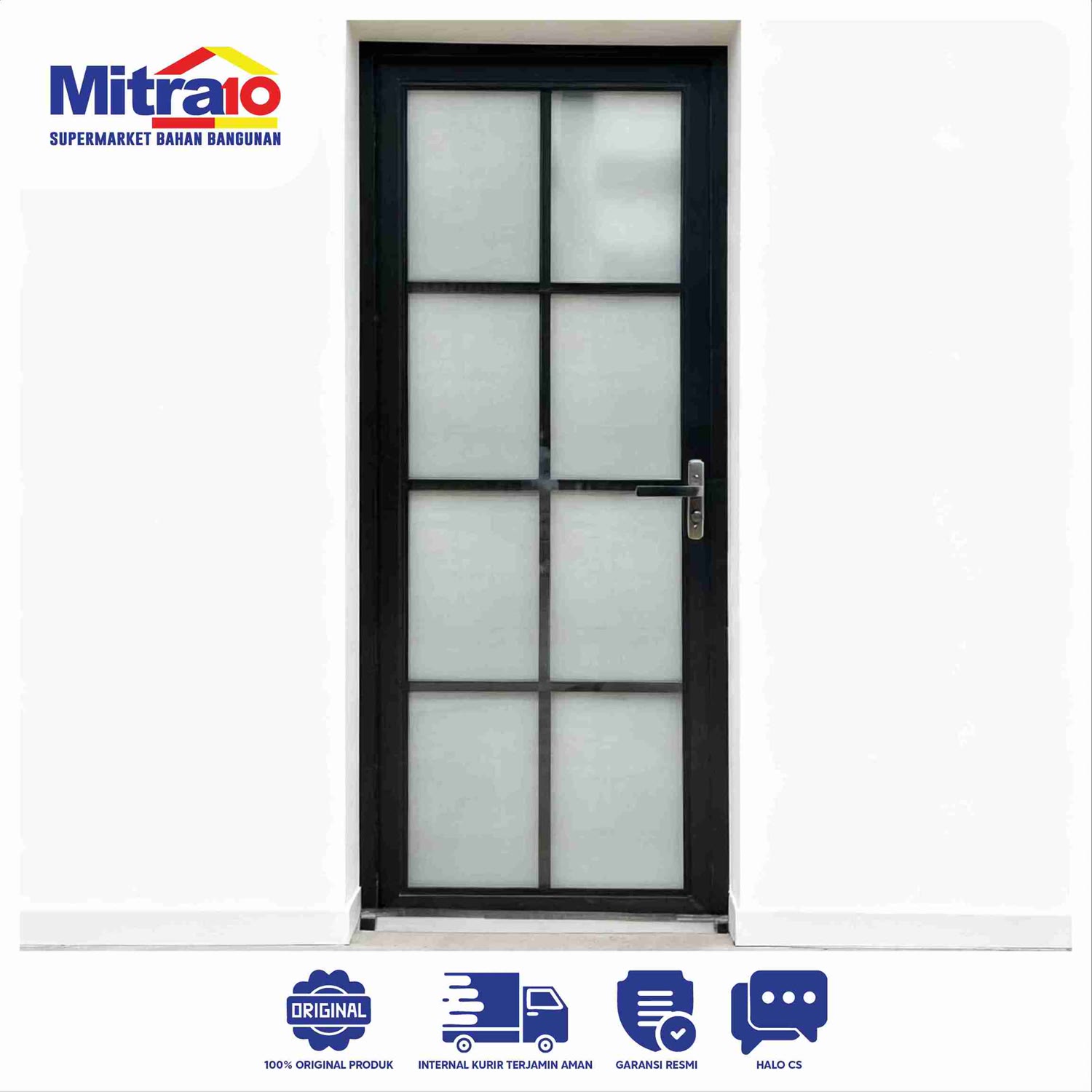 Pintu Aluminium DOORWAY 80 × 200 cm + Set Kunci (Bukaan Kiri, Warna Abu Tua) visual 2