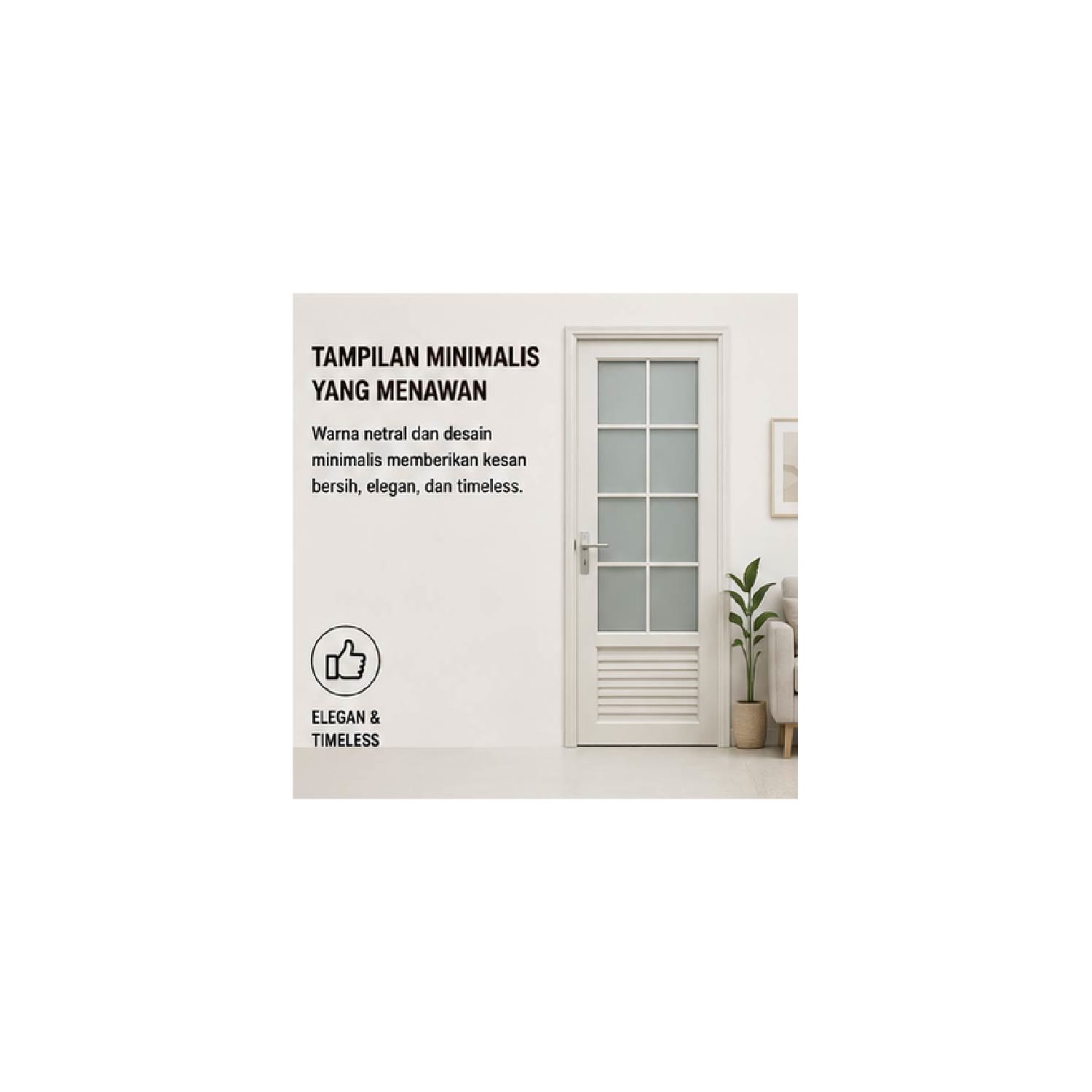 Pintu UPVC DOORWAY 80 × 200 cm + Set Kunci (Bukaan Kanan, Warna Putih) visual 2