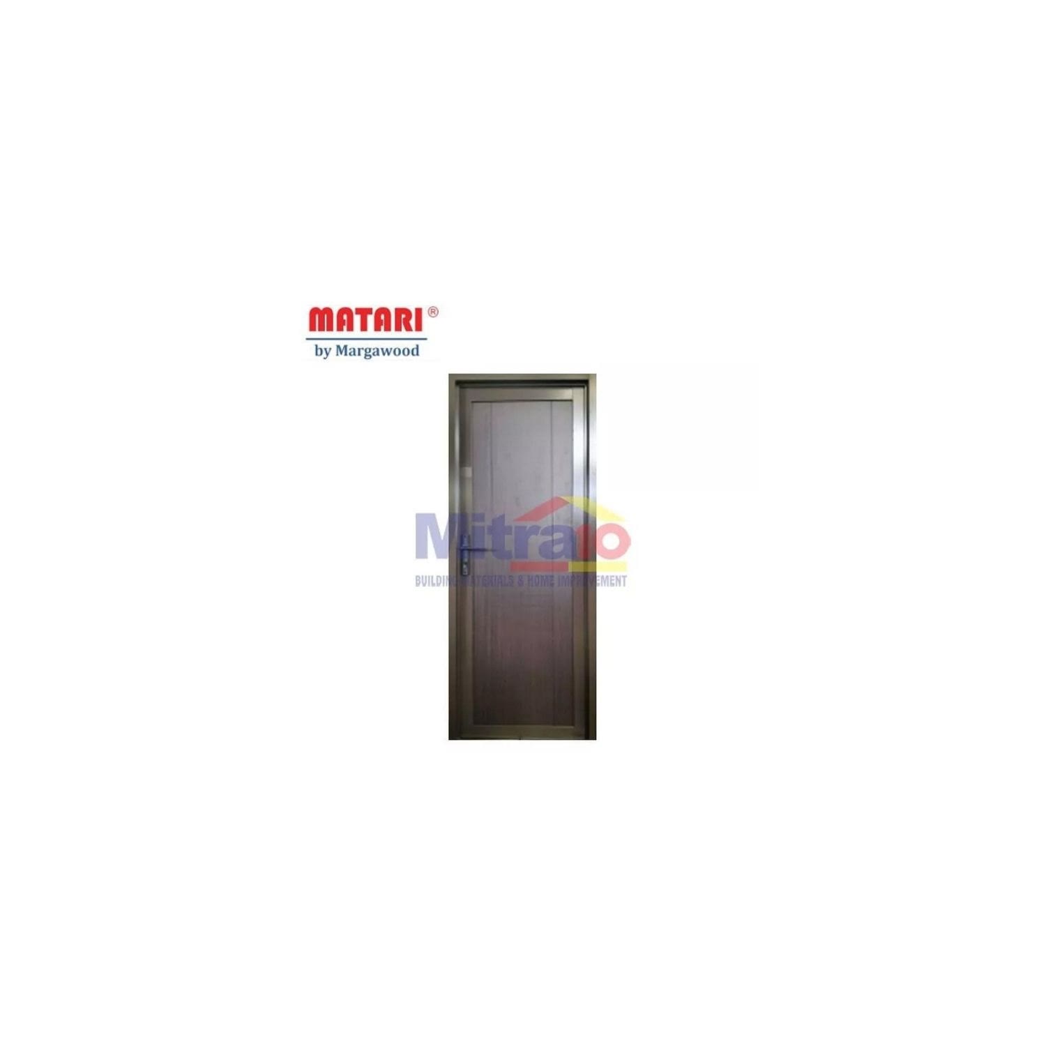 Marga Pintu Interior & Exterior Aluminium Bukaan Kanan AL-408 70 × 195 cm Coklat Walnut visual 2