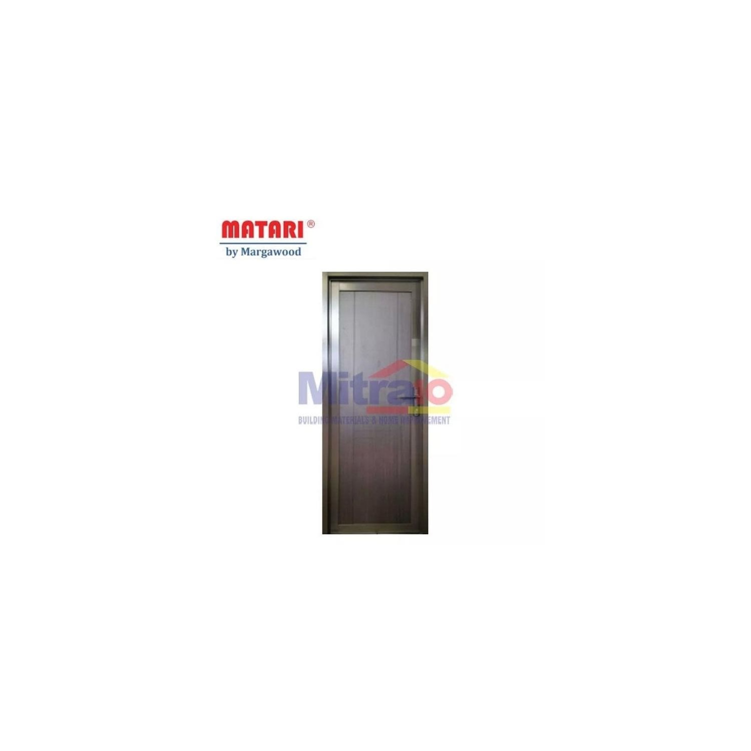 Marga Pintu Interior & Exterior Aluminium Bukaan Kiri AL-408 70 × 195 cm Coklat Walnut visual 2