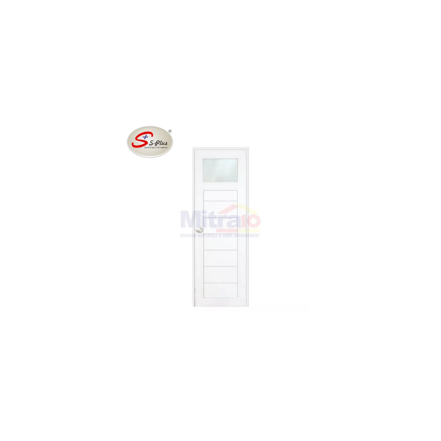 S-Plus Pintu Kamar Mandi Upvc Bukaan Kanan FLC F-1 70 × 195 cm ( Putih ) visual 2