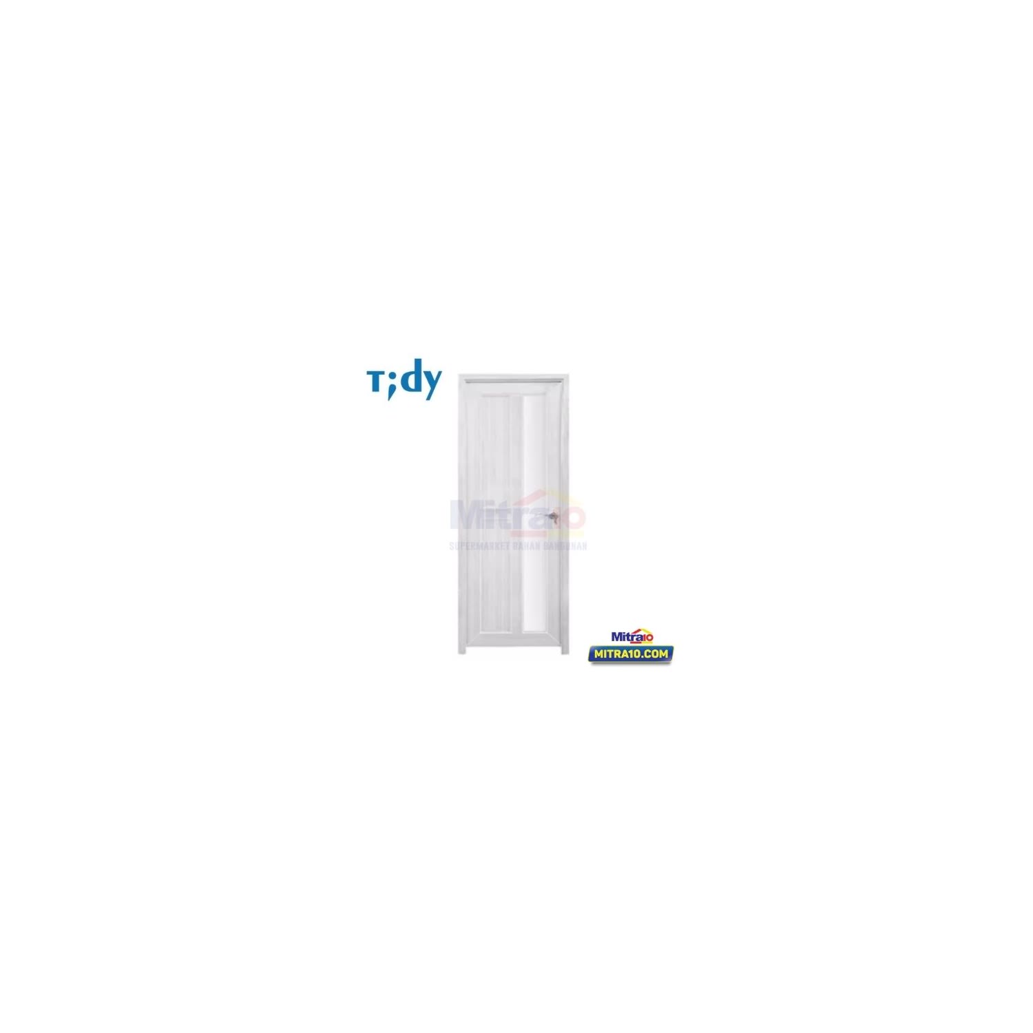 Pintu Kamar Mandi PVC Bukaan Kiri J017 71 × 195 cm Glossy Putih Frost - Tidy visual 2
