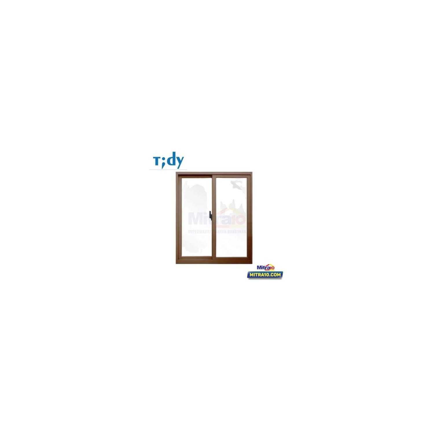 Tidy Jendela Double Sliding Kanan + Kiri Aluminium W1 100 × 120 cm Coklat visual 2