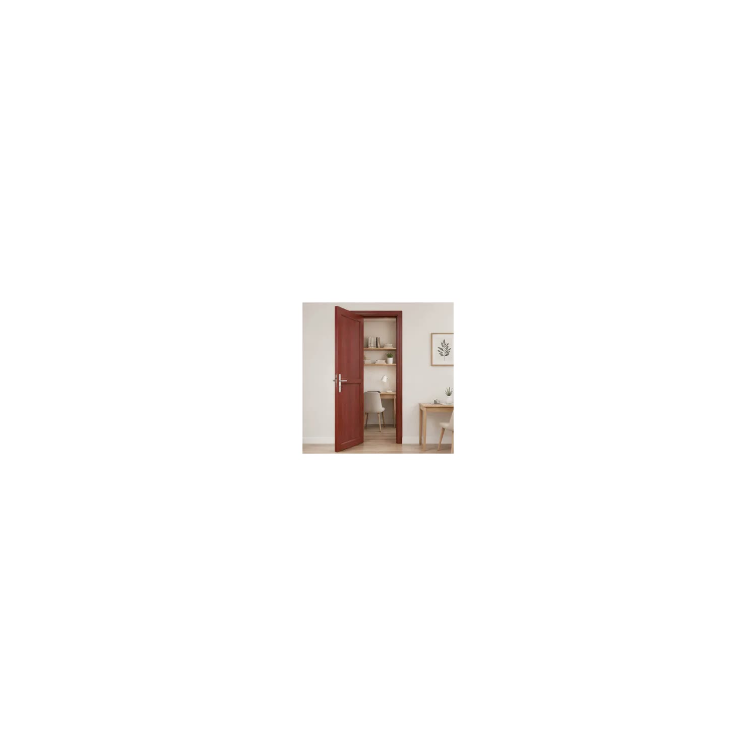Tidy Pintu Kamar Mandi 2 Panel Aluminium Pvc + Handle Bukaan Kanan 70 × 200 cm Coklat (Set) visual 2