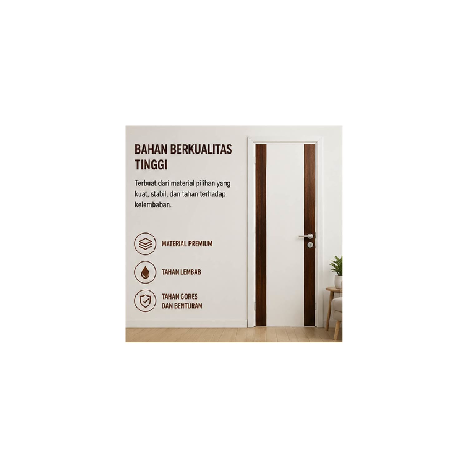 Tidy Pintu PVC Bukaan Kanan/Kiri dengan Handle WMNS 701 70 × 195 cm visual 2