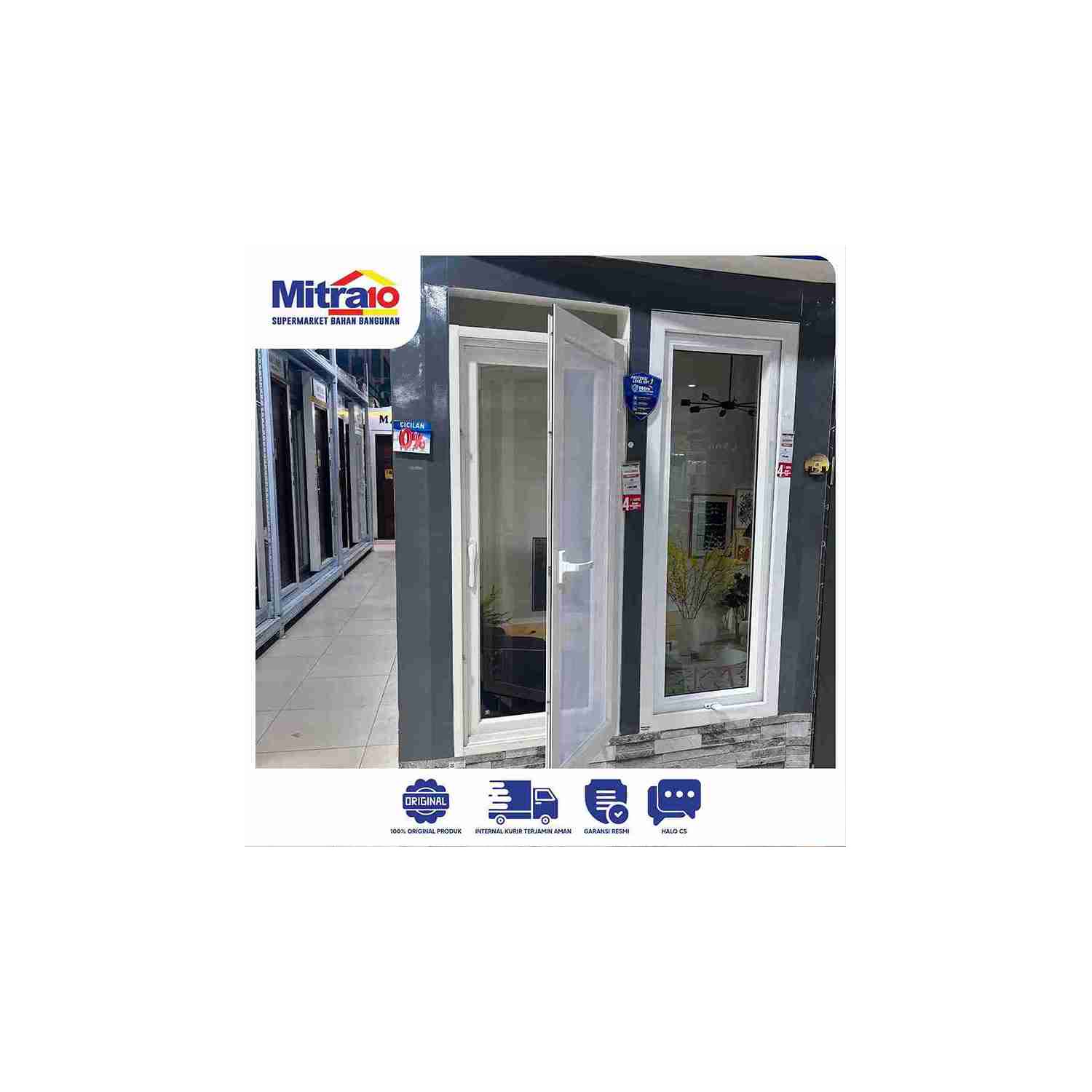 Jendela Aluminium Jungkit/Swing ZEHN W4-AT Kawat Kasa 60 × 140 cm (Bukaan Kiri, Cokelat) visual 2