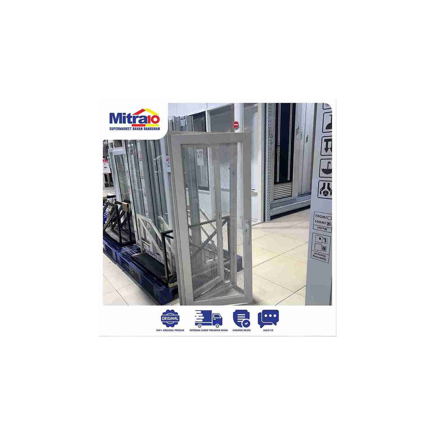 Jendela Aluminium Jungkit/Swing ZEHN W5-AT Kawat Kasa 60 × 140 cm (Bukaan Kanan, Cokelat) visual 2