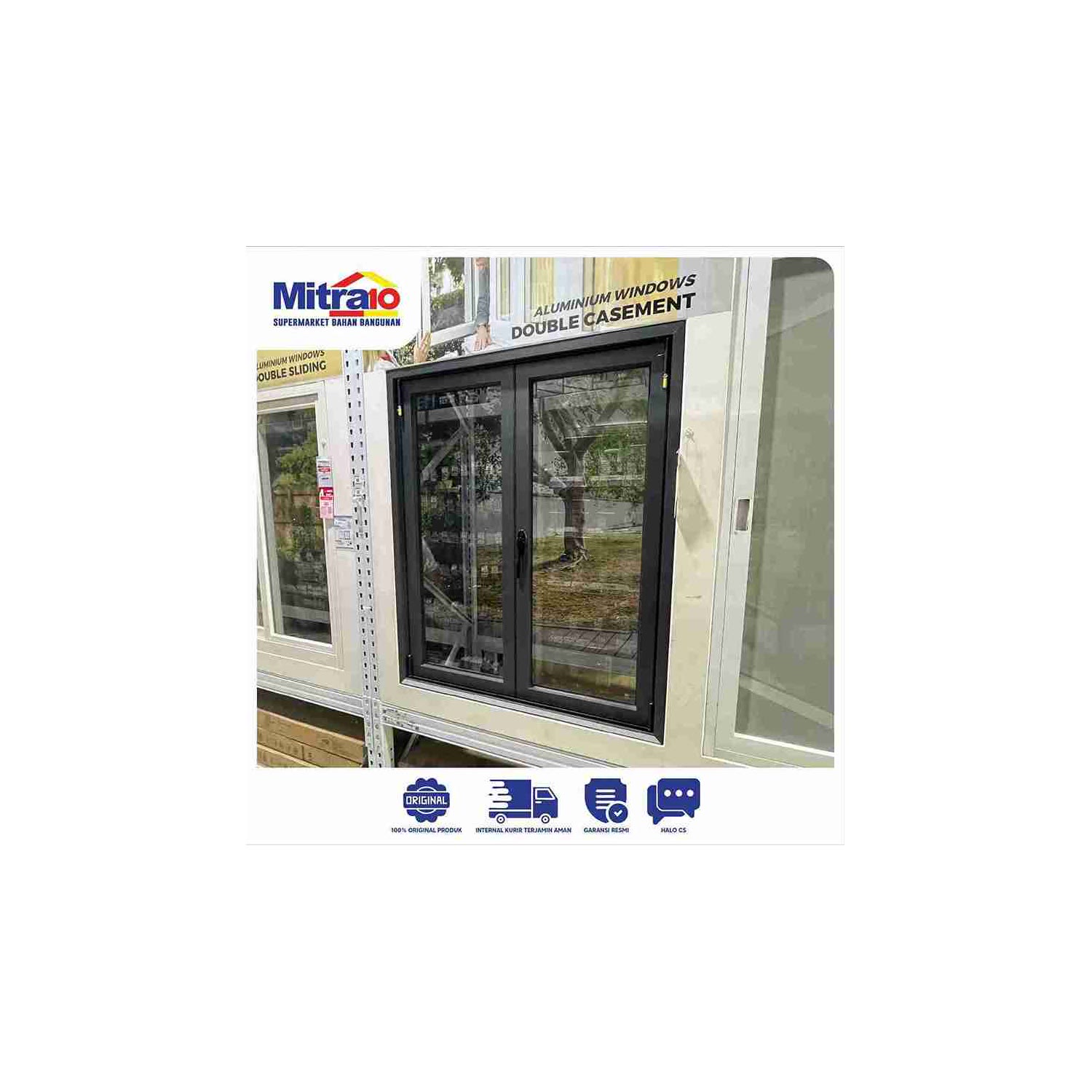 Jendela Aluminium Lipat ZEHN FD 100 × 120 cm Abu-abu visual 2