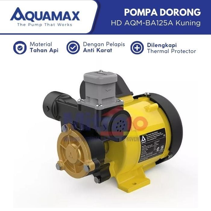 Aquamax Mesin Pompa Dorong Otomatis HD AQM-BA125A 125 W Kuning visual 2