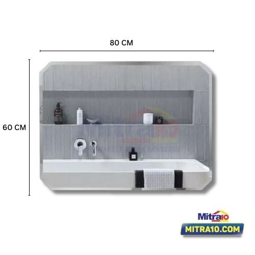 Ceramax Cermin Kamar Mandi Oktagon Milano 60 × 80 cm Silver visual 2