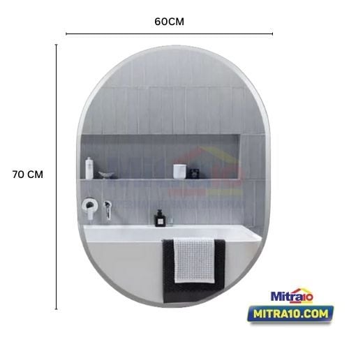 Ceramax Cermin Kamar Mandi Oval Como 50 × 70 cm Silver visual 2
